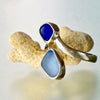 Blue Sea Glass Double Ring