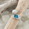 Turquoise Sea Glass & Opal Ring