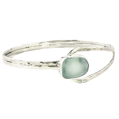 Seafoam Sea Glass Silver Bracelet