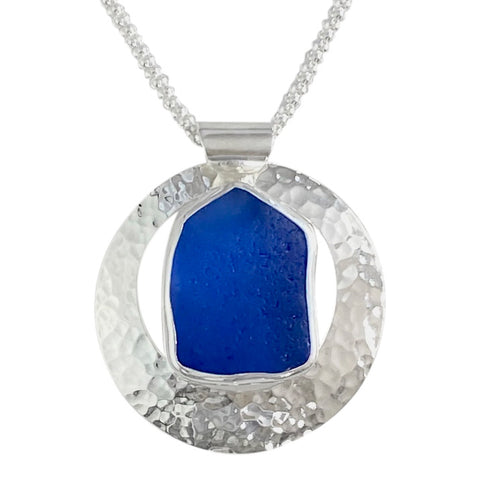 Blue Sea Glass Statement Necklace